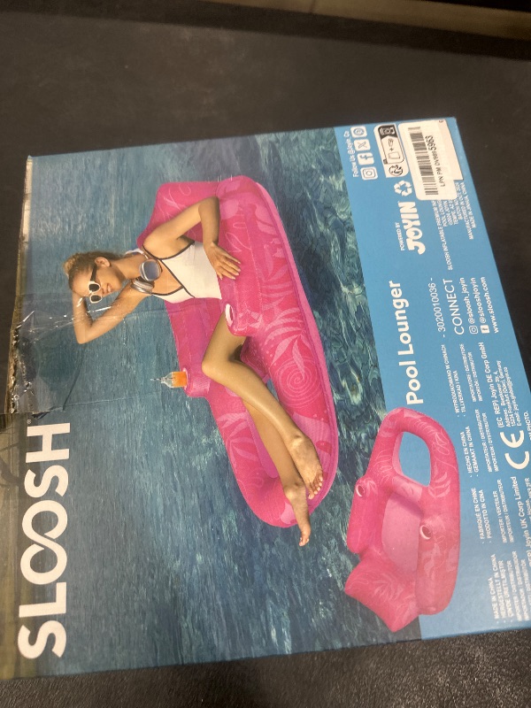 Photo 1 of SLOOSH Premium Inflatable Pool Floats Lounger Adult, Fabric Pool Floaties Lounge with Cup Holders Backrest Recliner for Pool Party (Pink)
