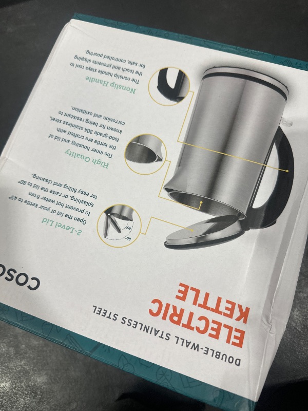 Photo 1 of COSORI Electric Kettle, Cool-Touch Double Wall Stainless Steel Insulated, Automatic Shut Off & Boil-Dry Protection, Durable Tea Kettle Boiler & Heater, 1.5L/1500W, Silver