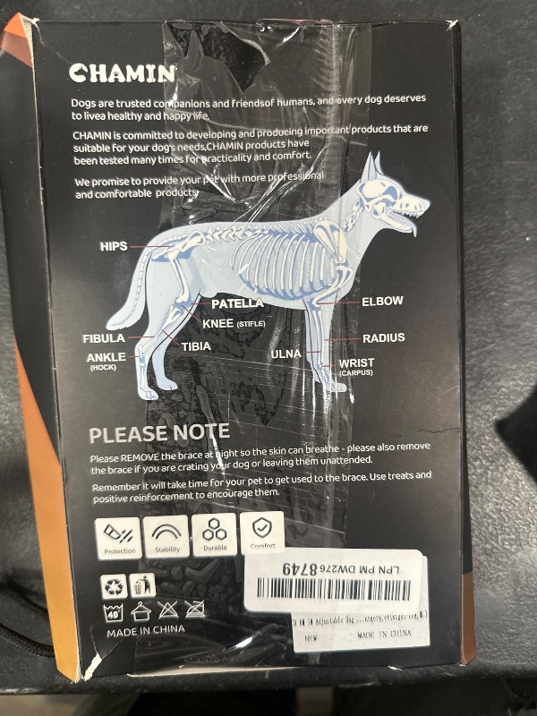 Photo 1 of CHAMIN/RISURRY Adjustable Dog Knee Brace with Extra Collar, Support for Torn Acl Hind Leg, Tear Ligament, Osteoarthritis,Rear Leg Limp, Recovery After Surgery,et(Right Leg,L)