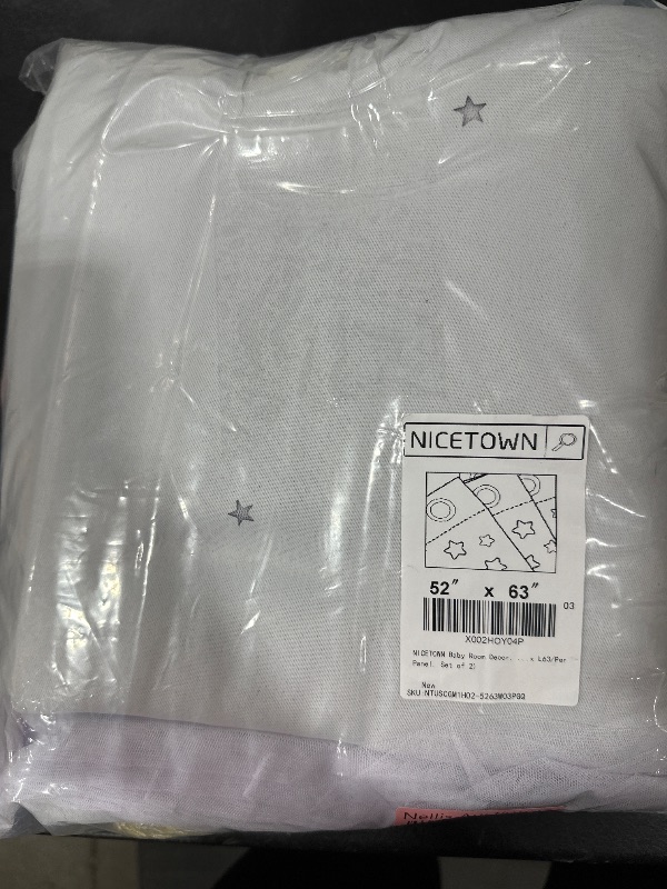 Photo 1 of NICETOWN Baby Room Decor, Short Window Curtains for Girls Bedroom, Mix & Match Elegance White Sheer x Cosmic Star Themed Curtains for Daughter's Room (Pink & Grey, W52 x L63/Per Panel, Set of 2)