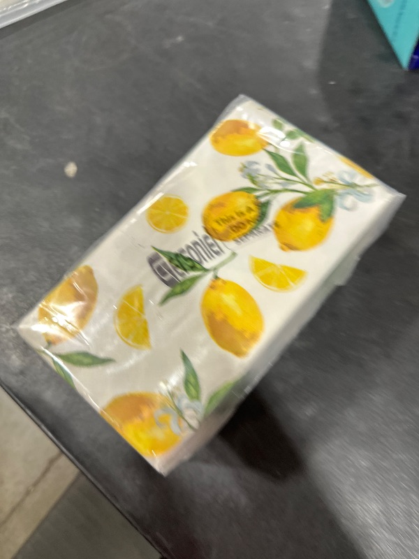 Photo 1 of 120 Lemon Napkins - 3 Ply Disposable Yellow Citrus Fruit Guest Towels for Kitchen, Bathroom, Tea Party, Baby Shower