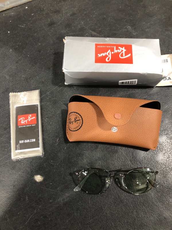 Photo 1 of Ray-Ban RB3447 Round Metal Polarized Sunglasses, Gunmetal/Evolve Photochromic Green to Blue, 50 mm