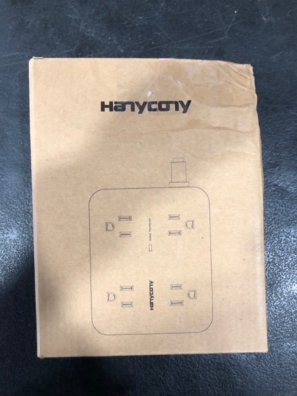 Photo 1 of Surge Protector Power Strip, HANYCONY Extension Cord with Multiple Outlets, 5 Ft Ultra Thin Flat Plug 8 Outlets 4 USB Ports(2USB C), 1080J Outlet Extender for Home Office College Dorm Room Essentials