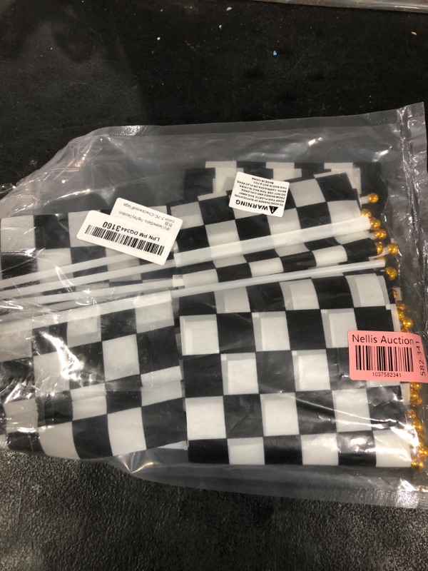 Photo 1 of 30Pcs Checkered Black and White Racing Stick Flag Small Mini Hand Held Race Car Flags Party Decorations