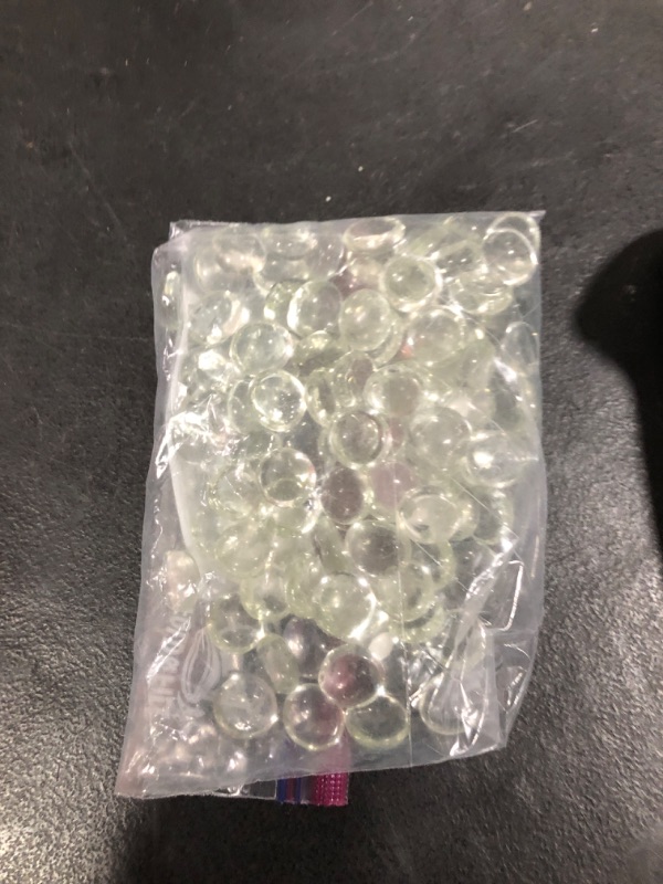 Photo 1 of FANTIAN 1lb Clear Glass Beads for Vases, 100 Pcs Glass Pebbles, Clear Flat Glass Marbles for Vase Filler Flower Candle Crafts Centerpieces and Wedding Decoration