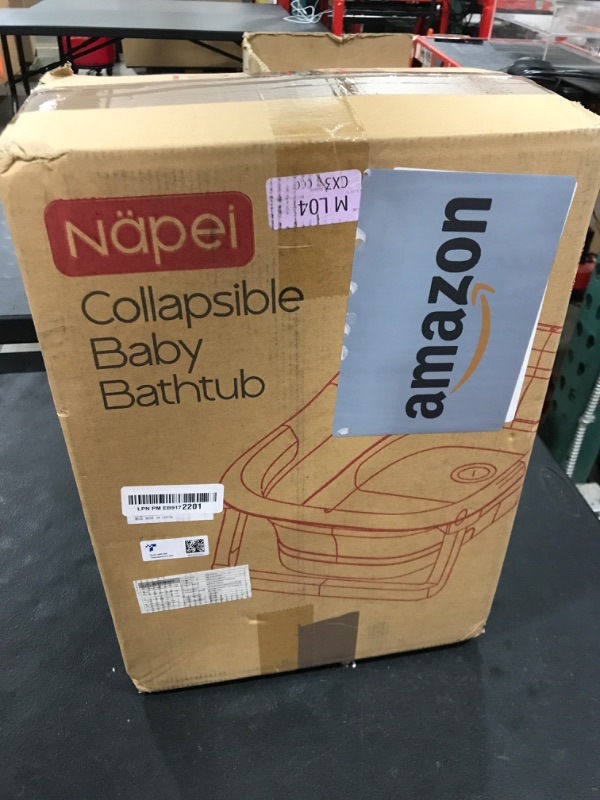 Photo 1 of napei Collapsible Baby Bathtub,Baby Bath Tub with Soft Cushion & Thermometer,Baby Bathtub Newborn to Toddler 0-36 Months,Portable Travel Baby Tub
