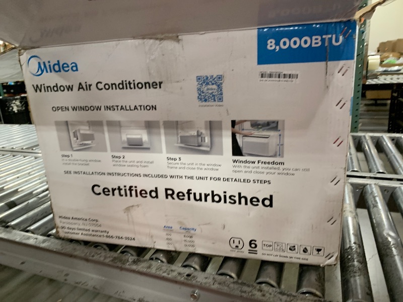 Photo 1 of Midea 8,000 BTU U-Shaped Smart Inverter Air Conditioner – Cools up to 350 Sq. Ft., Ultra Quiet with Open Window Flexibility, Compatible with Alexa, 35% Energy Savings, Remote Control (Renewed)