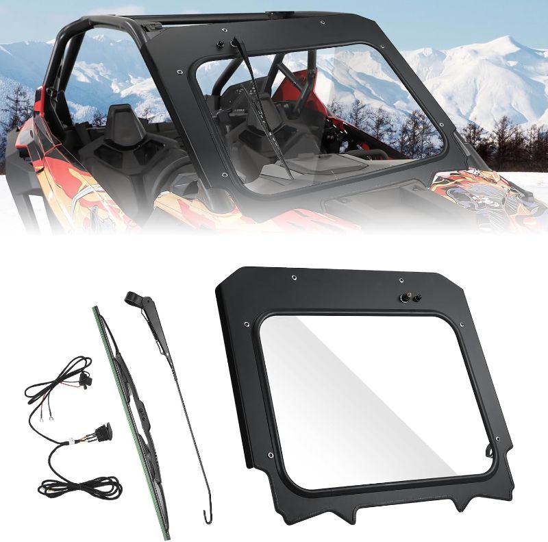 Photo 1 of KEMIMOTO PRO XP Electric Wiper Windshield Travel on Rainy Day Compatible with Polaris RZR PRO XP/RZR Turbo R 2020-2024, Scratch Resistant Heavy Duty Front Full Glass Window Automatic Mode

