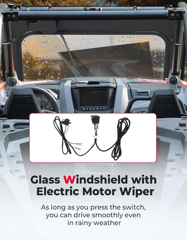 Photo 1 of KEMIMOTO PRO XP Electric Wiper Windshield Travel on Rainy Day Compatible with Polaris RZR PRO XP/RZR Turbo R 2020-2024, Scratch Resistant Heavy Duty Front Full Glass Window Automatic Mode

