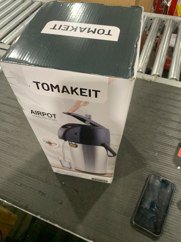 Photo 1 of TOMAKEIT Airpot Coffee Dispenser Thermal with Pump,3L/102 Oz Insulated Stainless Steel Large Airpot Coffee Carafe Lever Action for Hot/Cold Water,Thermal Carafe for Hot Cocoa for Parties
