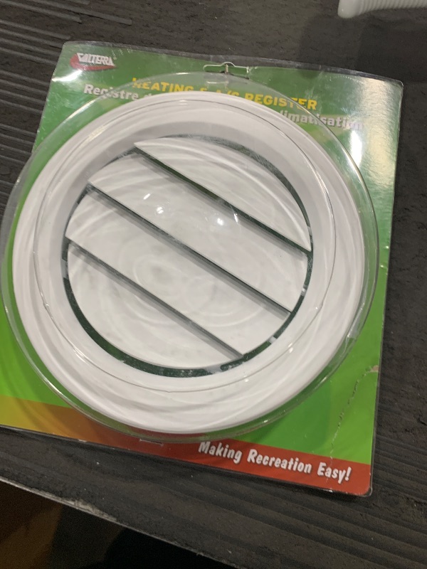 Photo 1 of VALTERRA A10-3359VP Dampered Heating and A/C Register with 360° Rotation - 5-1/2" ID x 6-7/8" OD, Medium White