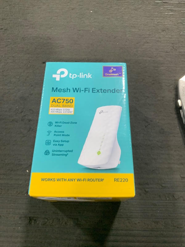 Photo 1 of TP-Link WiFi Extender with Ethernet Port, Dual Band 5GHz/2.4GHz , Up to 44% More Bandwidth than Single Band, Covers Up to 1200 Sq.ft and 30 Devices, Signal Booster Amplifier Supports OneMesh(RE220)