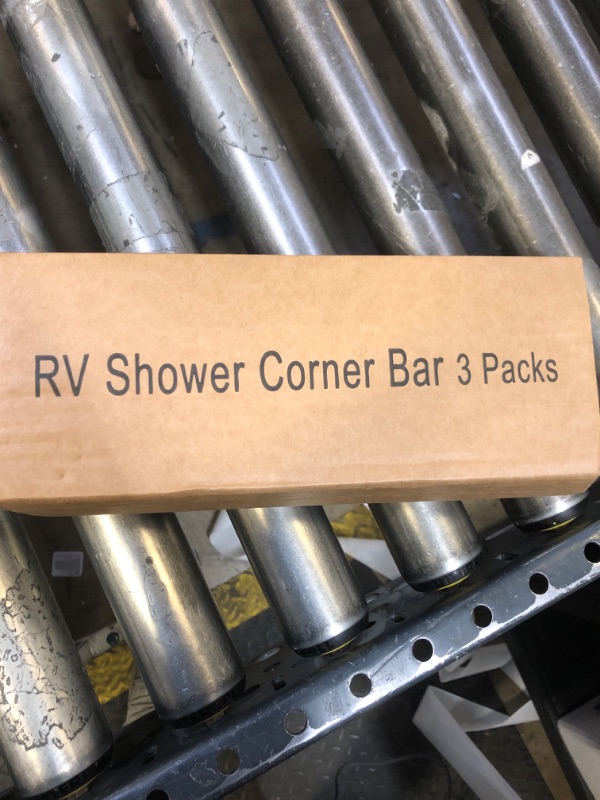 Photo 1 of Aluminum RV Camper Shower Corner Storage Bar Shower Caddy for Bathroom Organization Accessories, 8-14 Inches Trailer Shelf Retainer Rods 3 Pack