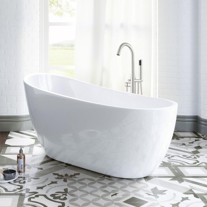 Photo 1 of WOODBRIDGE B-0006 54" Modern Acrylic Freestanding Bathtub, with Brushed Nickel Drain and Overflow, B0006/Bat-1507, 54" Bathtub I
