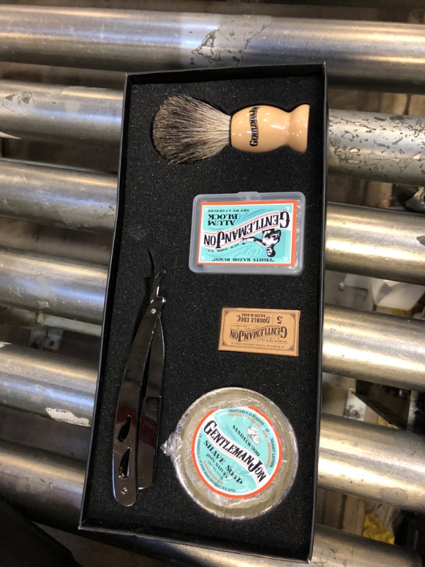 Photo 1 of Gentleman Jon Straight Razor Shaving Kit | Vintage Wet Shave Grooming Set for Men - Includes: Straight Edge Razor, Hair Shaving Brush, Alum Block, Shave Soap, Bowl & Double Edge Razor Blades
