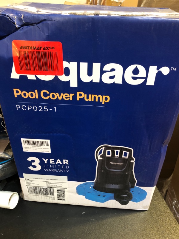 Photo 2 of Acquaer 1/4 HP Automatic Swimming Pool Cover Pump, 115 V Submersible with 3/4” Check Valve Adapter & 25ft Power Cord, 2250 GPH Water Removal for Pool, Hot Tubs, Rooftops, Water Beds and more