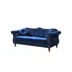 Photo 1 of Bellbrook 80 in. Square Arm 3-Seater Nailhead Trim Sofa in Blue
