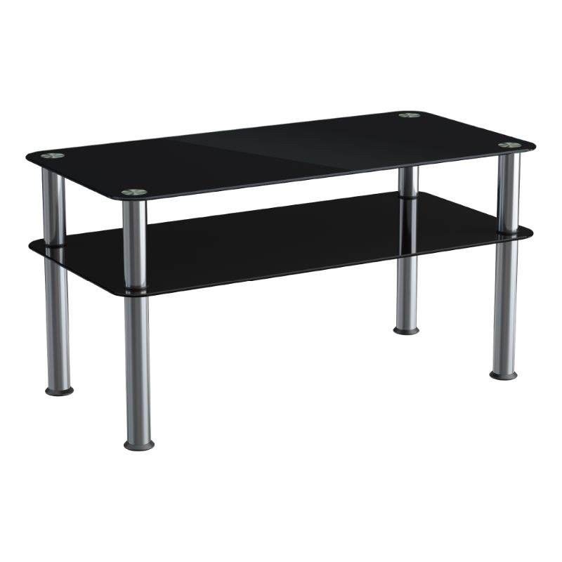 Photo 1 of MHSTT84BS: Mahara Black Glass and Polished Leg Table
