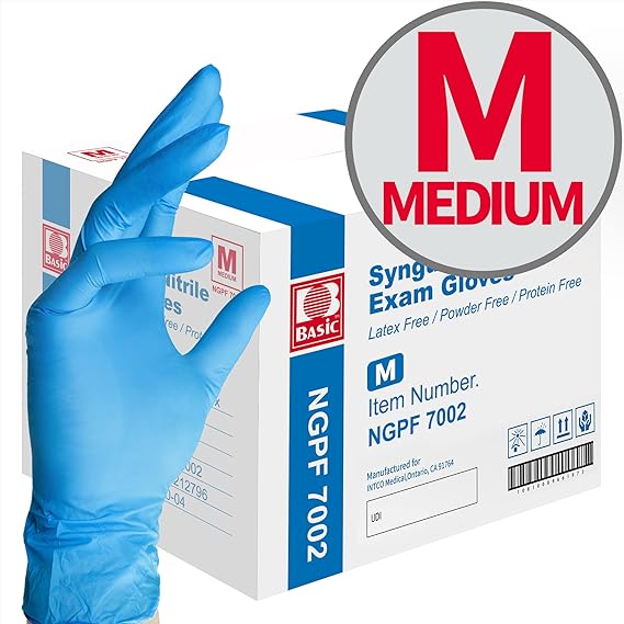 Photo 1 of Basic Medical Blue Nitrile Exam Gloves, Latex-Free & Powder-Free Food-Safe House Cleaning Disposable Glove (1000 Pcs)
