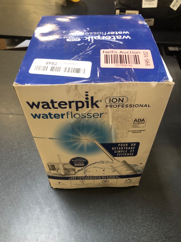 Photo 2 of Waterpik ION Professional Water Flosser, Rechargeable and Portable for Teeth, Gums, Braces, 10 Settings, 7 Flossing Tips For Multiple Users And Needs, ADA Accepted, WF-12 White, Packaging May Vary