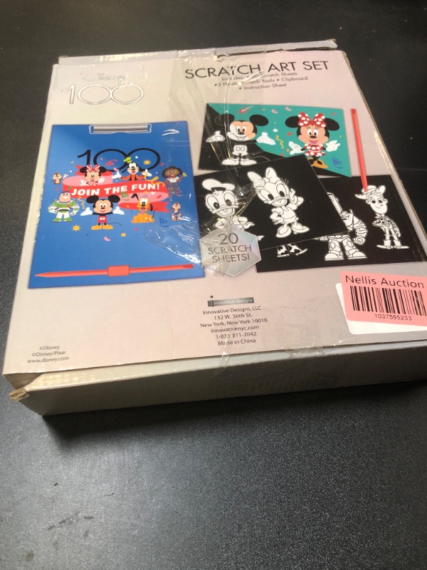 Photo 1 of Innovative Designs Disney 100 Kids Coloring and Activity Scratch Paper Set for Girls and Boys, 20 Sheet Scratch Art for Kids with Clipboard