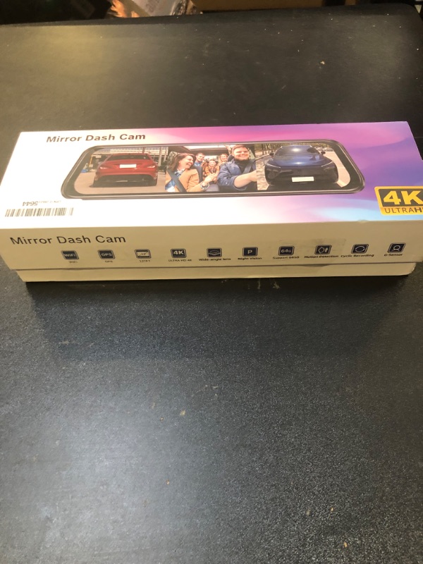 Photo 1 of Mirror Dash Cam, 12'' Rear View Mirror Camera, 4K Front and Rear Inside 3 Channel Rearview Mirror with 64GB Card, Reverse Assistance, Smart Full Touch Screen, Wi-Fi and GPS