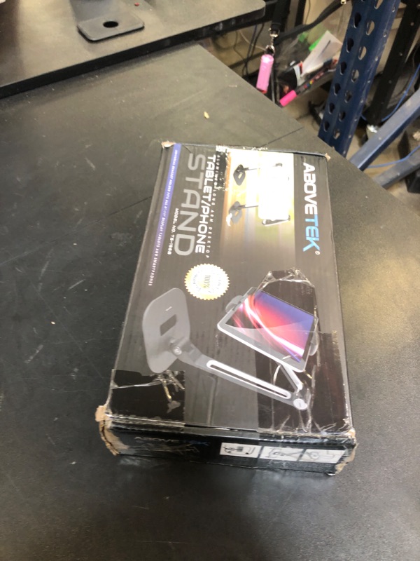 Photo 1 of AboveTEK Tablet Stand, Multi-Angle Adjustable iPad Stand Holder, 360° Swivel iPad Stand Aluminum Desk Mount Fits 4”-11"(Diagonal) iPad/Mini/Air/Pro for Business Kiosk Office – Black