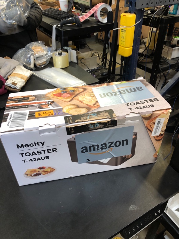 Photo 1 of Mecity 4 Slice Toaster, Long Slot Toaster With Warming Rack, Bagel/Defrost/Reheat Functions,Warming Rack, Crumb Tray, 6 Browning Settings, Extra Wide Long Slots, Stainless Steel, 1300W,Grey