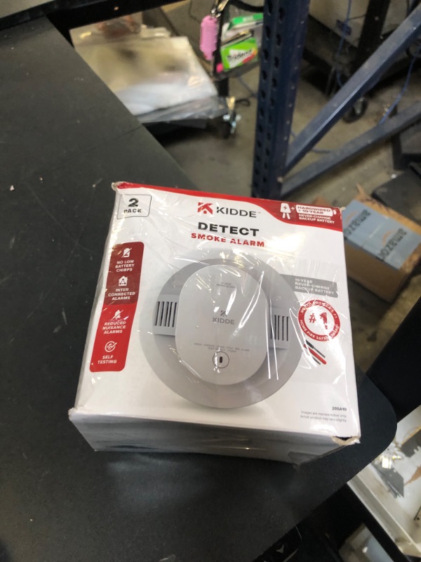 Photo 1 of Kidde Hardwired Smoke Detector, 10-Year Battery Backup, Interconnectable, LED Warning Light Indicators, 2 Pack