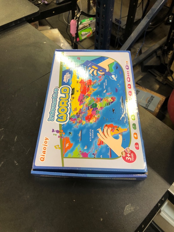 Photo 1 of Qiaojoy Bilingual Interactive World Map for Kids Learning and Educational Toys, Talking Electronic Kids World Map i-Poster Geography Games Ages 3 to 12 Years Old, Custom Talking Birthday Gifts Card