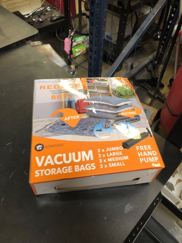 Photo 1 of 12 Pack Vacuum Storage Bags (3 x Jumbo, 3 x Large, 3 x Medium, 3 x Small), Space Saver Sealer Compression Bags with Travel Hand Pump for Blankets, Comforters, Pillows, Clothes Storage