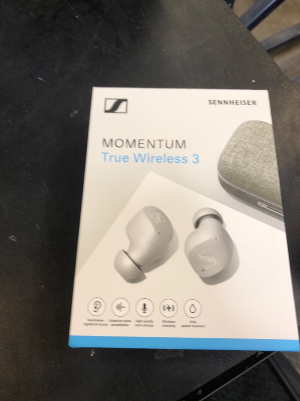 Photo 1 of Sennheiser Consumer Audio MOMENTUM True Wireless 3 Earbuds -Bluetooth In-Ear Headphones for Music and Calls with ANC,Multipoint connectivity,IPX4,Qi charging,28-hour Battery Life Compact Design,White (FACTORY SEALED)
