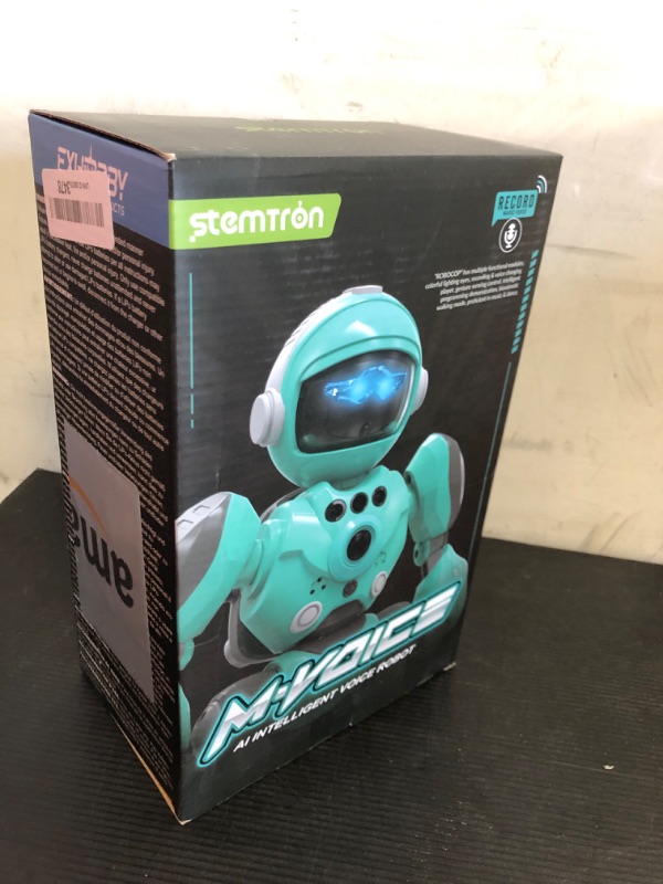 Photo 1 of STEMTRON Robot Toys for Kids, Programmable Remote Control Robot with Magic Record Voice Function, Intelligent Gesture Sensing, Singing & Dancing Mode (Blue)