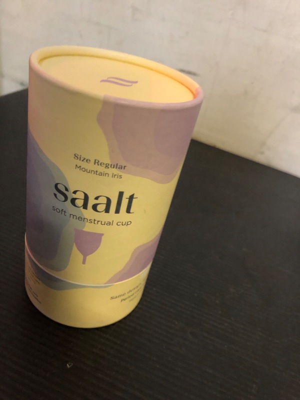 Photo 2 of Saalt Soft Menstrual Cup - Best Sensitive Reusable Period Cup - Wear for 12 Hours - Tampon and Pad Alternative (Regular (Pack of 1), Mountain Iris)