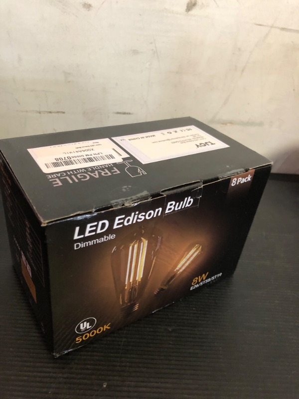 Photo 1 of TJOY Edison Light Bulbs 60W Equivalent, Dimmable Vintage LED Light Bulbs, E26 Medium Base, 5000K Daylight, ST58, 8W, 800LM, Ultra-Bright, 80+CRI, Antique Decorative LED Filament, Clear Glass, 8 Pack
