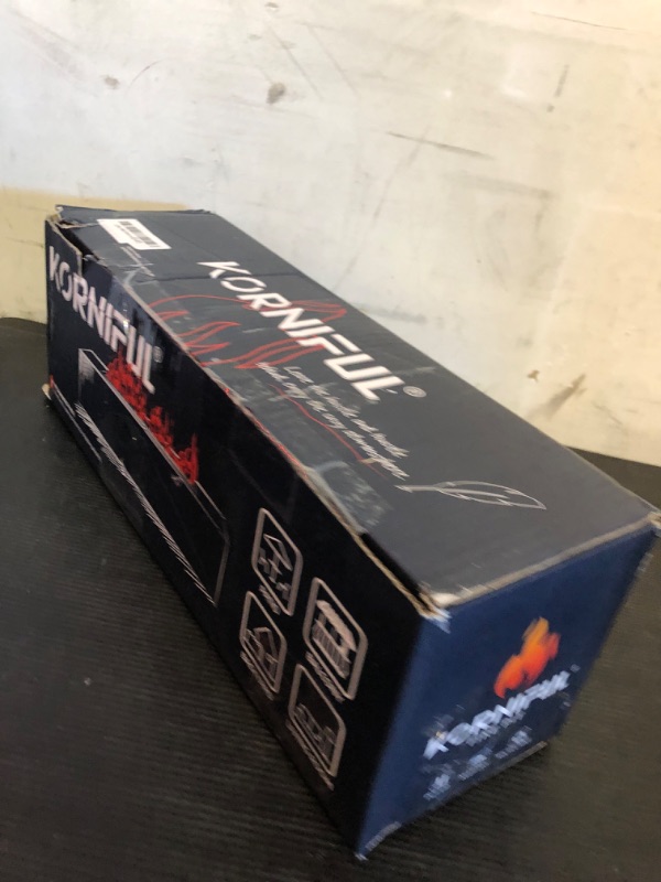 Photo 1 of Tabletop Fire Pit Outdoor Portable Table Top Firepit Indoor Tabletop Fireplace for Patio Balcony Living Room Table Decor Family Holiday Party Gathering Friday Night Dinner (Large Rectangular-Black)