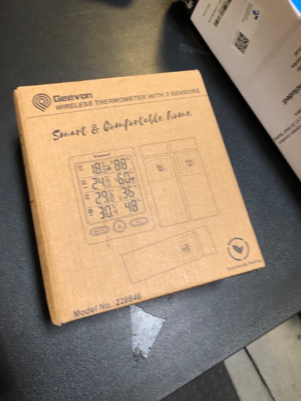 Photo 2 of Geevon Indoor Outdoor Thermometer Wireless with 3 Remote Sensors, Digital Hygrometer Thermometer, Wireless Temperature Humidity Monitor Gauge with 200FT/60M Range (Black)