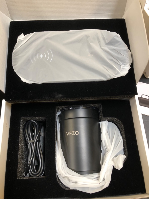 Photo 1 of VFZO 16Oz Temperature Control Smart Mug, Self Heating Coffee Mug LED Display, 180 Min Battery Life - Hot up to 149? Fast Wireless Charger Base Improved Design coffee serving sets mug(16oz, Black)