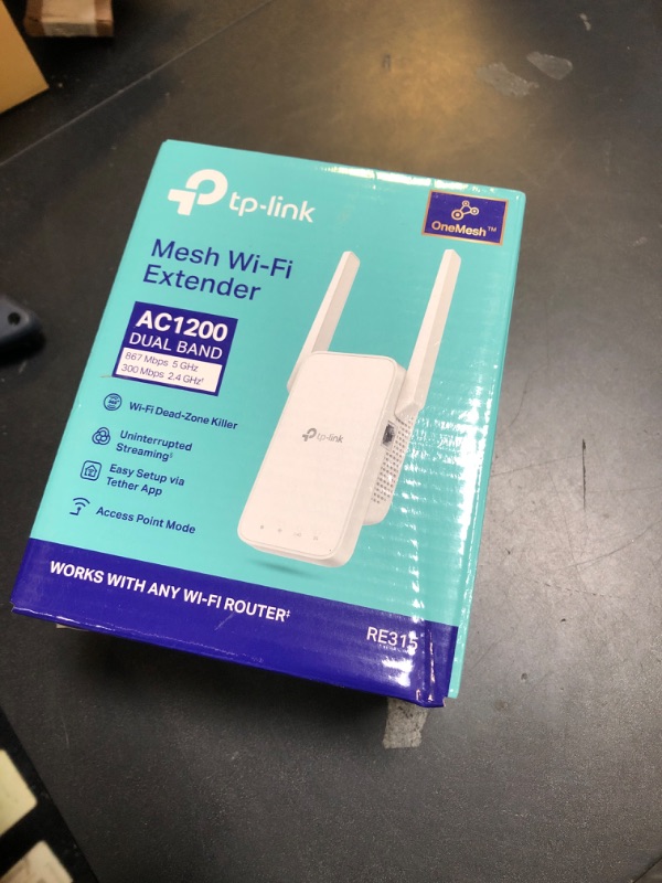 Photo 2 of TP-Link AC1200 WiFi Extender, 2024 Wirecutter Best WiFi Extender, 1.2Gbps home signal booster, Dual Band 5GHz/2.4GHz, Covers Up to 1500 Sq.ft and 30 Devices ,support Onemesh, One Ethernet Port (RE315)