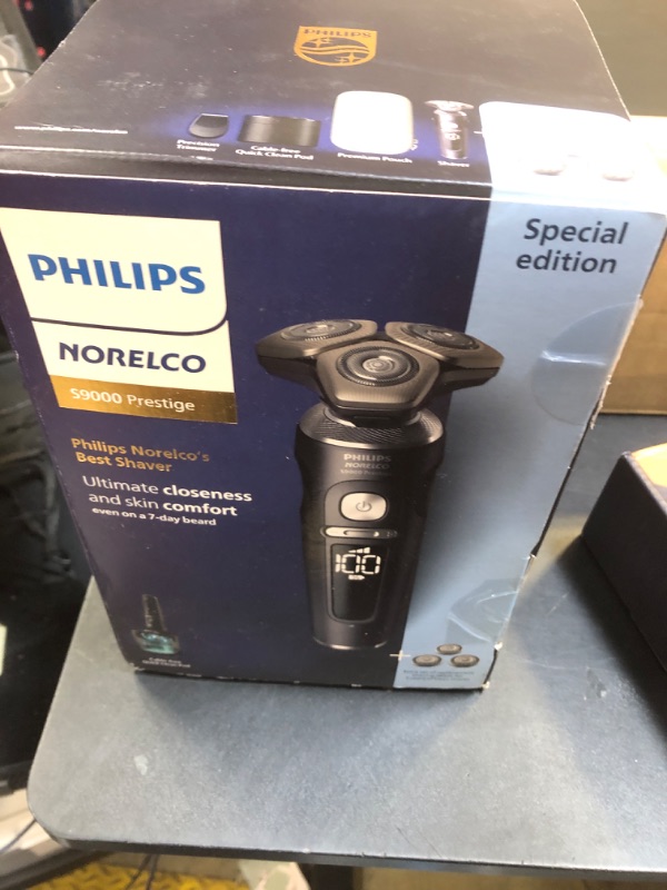 Photo 2 of Philips Norelco Shaver Series 9000 Prestige, Wet and Dry Electric Shaver, Lift & Cut Shaving System, SenseIQ Technology, Precision Trimmer, Cleaning Pod, Premium Pouch, Black Matte, Model SP9840/90