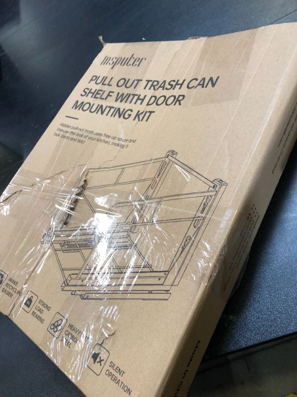 Photo 1 of Insputer Pull Out Trash Can Under Cabinet with Soft-Close Slides, Heavy Duty Under Sink Trash Can Kit for Kitchen, Garbage Can Not Included, Requires Minimum Cabinets Opening 12" W X 18" D