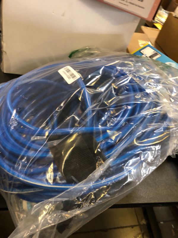 Photo 1 of 100 FT Sewer Jetter Kit for Pressure Washer, 5800PSI Water Jet Drain Cleaner Hose, 1/4 Inch NPT Corner with 4 Sewer Jetting Nozzles, Pearl Corsage Pin, Waterproof Tape, Handle Strap&2 Spanner (Blue)