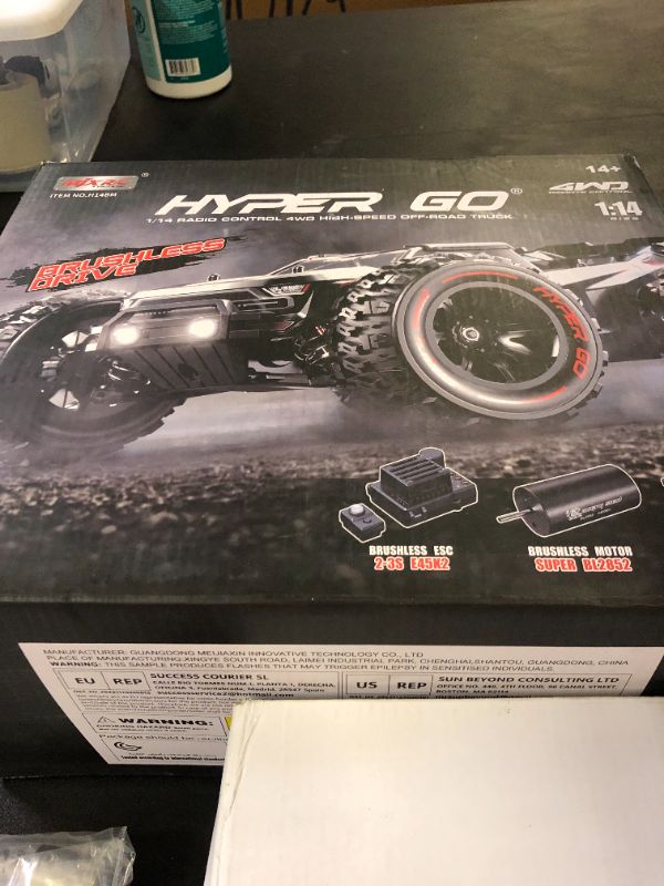 Photo 1 of HYPER GO H14BM 1/14 Brushless RC Cars for Adults Fast 50 mph, RC Trucks 4X4 Offroad Waterproof, Electric Powered High Speed RC Car, Scary Fast Extreme RC Truggy with 3S Battery for Snow Sand