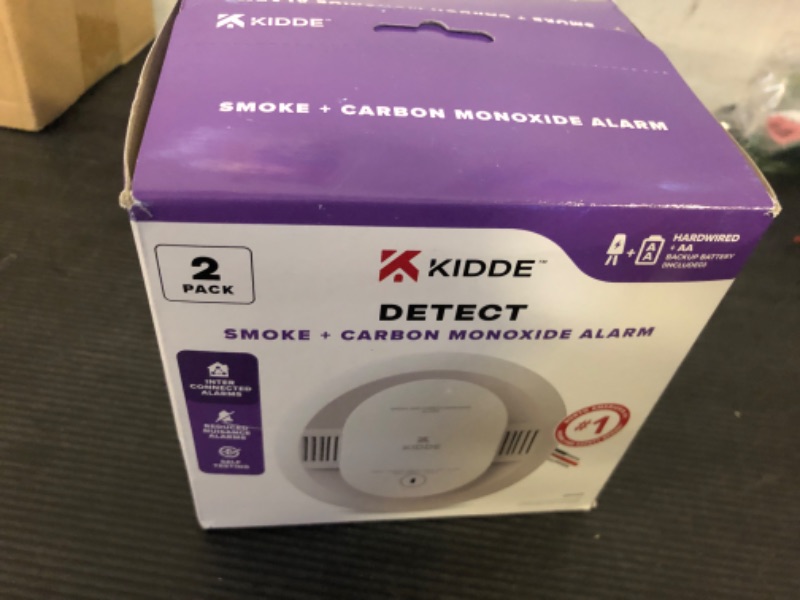 Photo 2 of Kidde Hardwired Smoke & Carbon Monoxide Detector, AA Battery Backup Smoke Alarm, Interconnectable, LED Warning Light Indicators, 2 Pack