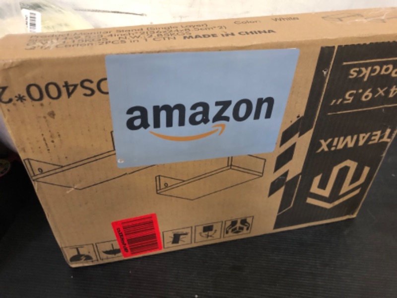 Photo 1 of TEAMIX White Monitor Stand Riser-2 Pack,Wood 2 Tier Adjustable Dual Monitor Riser for 2 Monitors/Laptop/PC Computer Stand for Desk