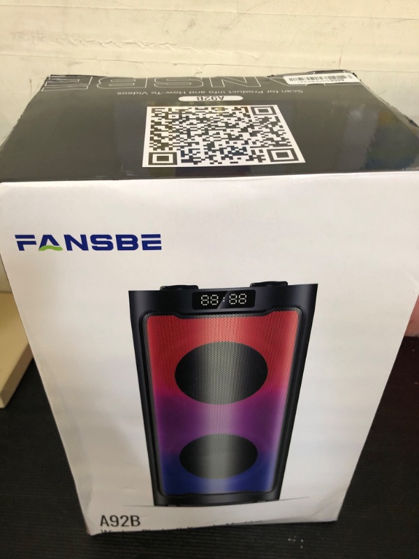 Photo 1 of Fansbe Direct Karaoke Machine Bluetooth 2 Microphones, Karaoke Machine Bluetooth Sound Effects, Outdoor Bluetooth Speaker Karaoke Machine Lights EQ Echo AUX MIC USB TF TWS Remote Control Party, Black