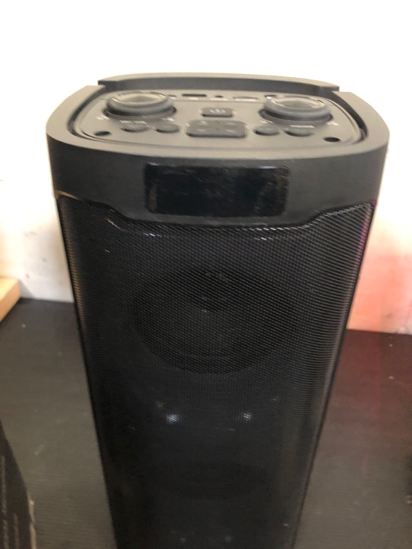 Photo 1 of Fansbe Direct Karaoke Machine Bluetooth 2 Microphones, Karaoke Machine Bluetooth Sound Effects, Outdoor Bluetooth Speaker Karaoke Machine Lights EQ Echo AUX MIC USB TF TWS Remote Control Party, Black