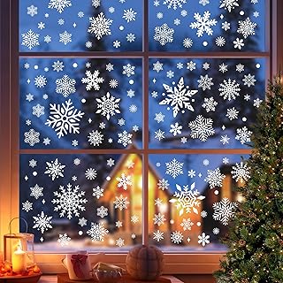 Photo 1 of 335Pcs Snowflake Christmas Window Clings - Christmas Decorations Snowflake Christmas Window Decorations Stickers for Glass Windows Indoor Wtiner Holiday Office Bedroom Decor (8 Sheets) https://a.co/d/cilR9oy
