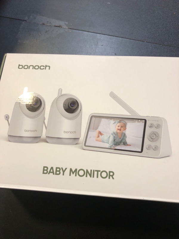 Photo 2 of bonoch Baby Monitor with 2 Cameras - 1800ft Ultra Long Range Split Screen Dual Baby Monitor No WiFi with Camera and Audio, 7800 mAh, Auto Night Vision, 110° Wide-Angle, Recording & Playback, VOX