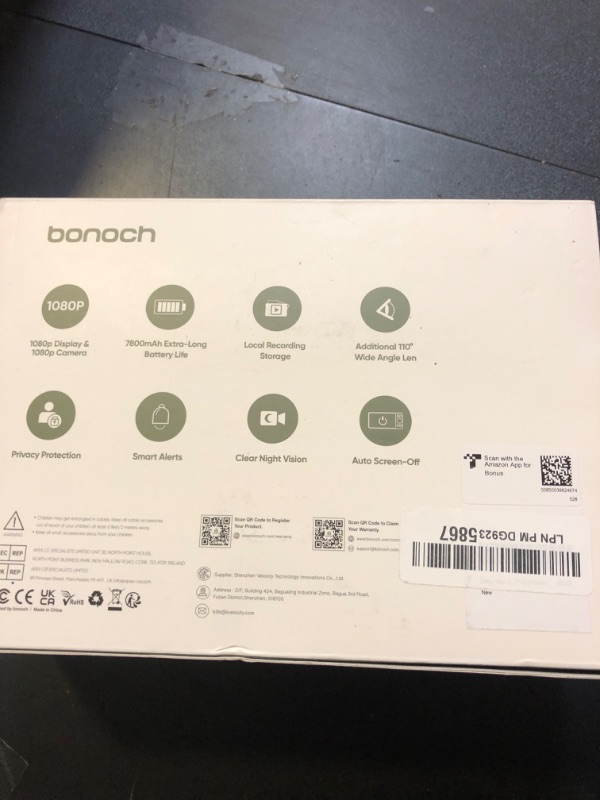 Photo 4 of bonoch Baby Monitor with 2 Cameras - 1800ft Ultra Long Range Split Screen Dual Baby Monitor No WiFi with Camera and Audio, 7800 mAh, Auto Night Vision, 110° Wide-Angle, Recording & Playback, VOX